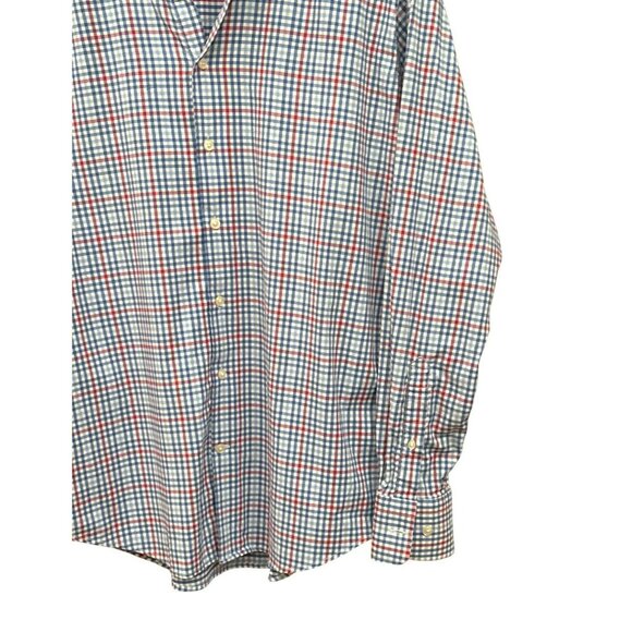 Peter Millar Summer Comfort Red White Blue Button Down Long Sleeve Shirt Sz L - Picture 2 of 8